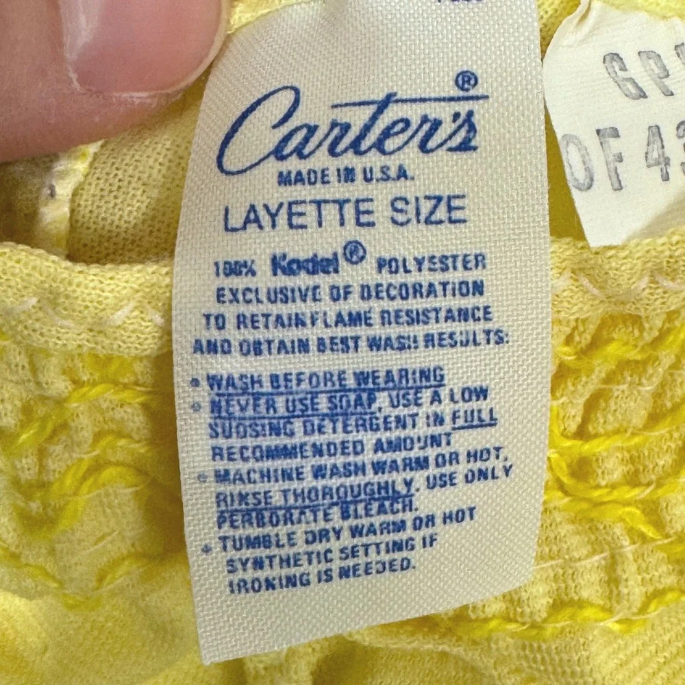 Vintage Carters Baby Shirts Lot 3 Yellow Circus Print Smocked Layette USA Made